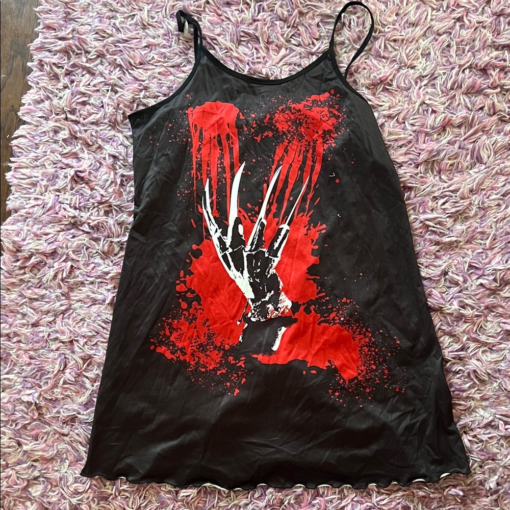 Nightmare on elm street tank/nighty Black and Red Graphic Women's Top